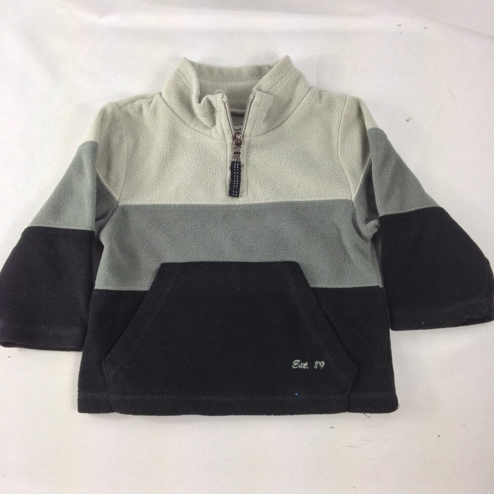 Est.89 Boys Toddler Pullover Sweater 1/4 Zip Black Gray Sz 18M